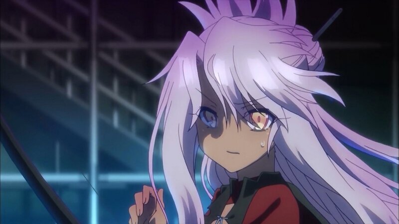 Anime Girl with White Hair — Purple, Dramatic, Night, Tear