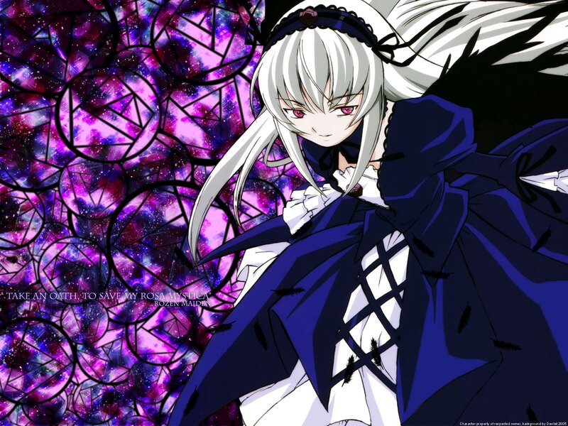 Anime Girl with White Hair — Purple, Dramatic, Purple Background