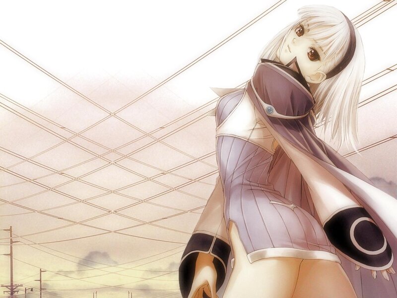 Anime Girl with White Hair — Purple, Dramatic, Sunset, White Hair, Cape