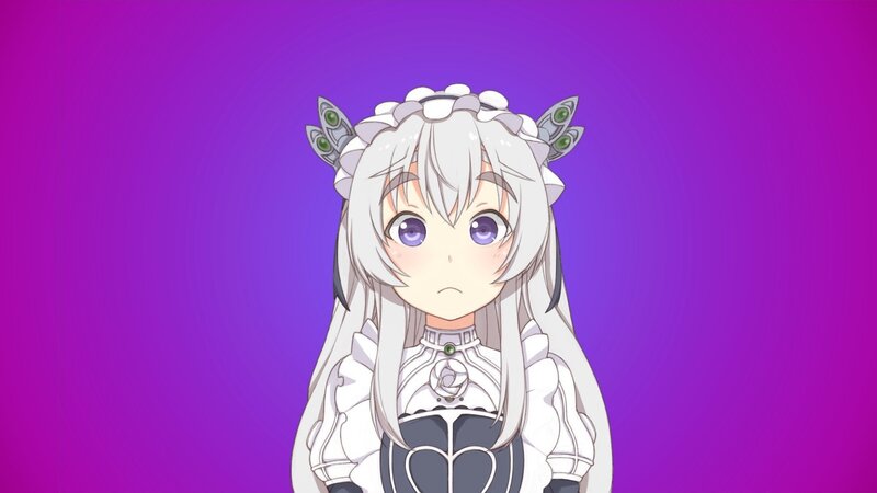 Anime Girl with White Hair — Purple, Neutral