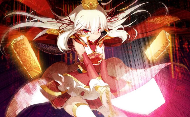 Anime Girl with White Hair — Red, Dramatic
