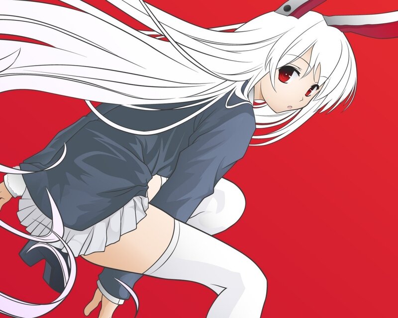 Anime Girl with White Hair — Red, Dynamic, Red Eyes, White Hair