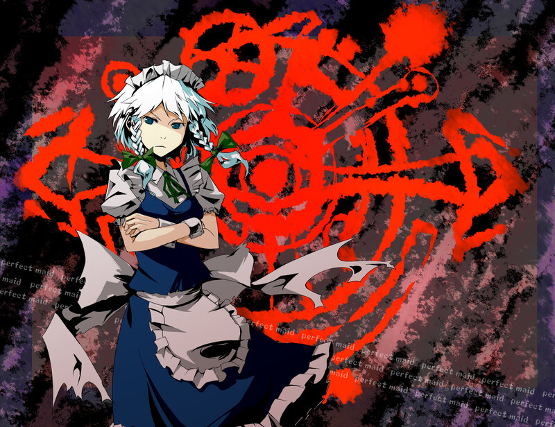 Anime Girl with White Hair — Red