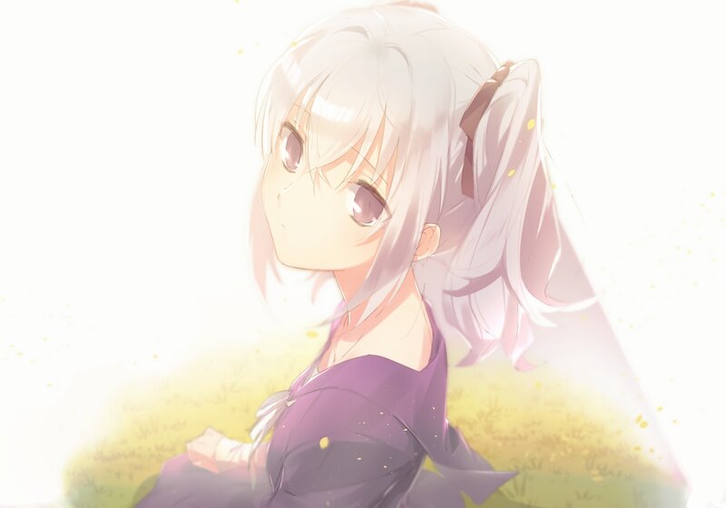 Anime Girl with White Hair — Serene, Afternoon, Digital Art