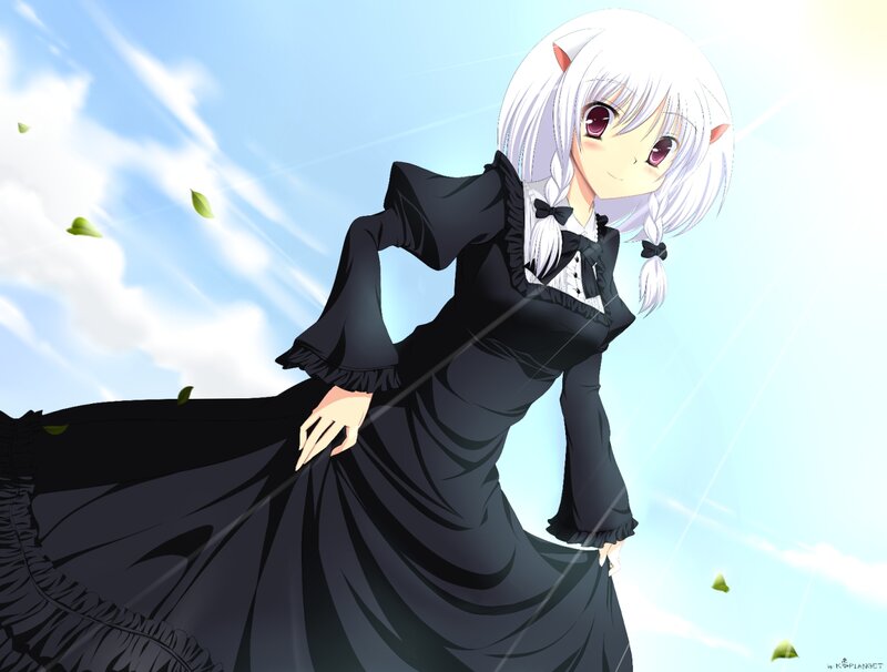 Anime Girl with White Hair — Serene, Afternoon