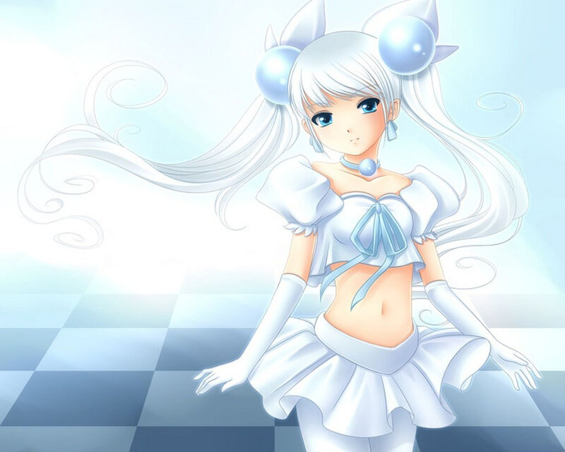 Anime Girl with White Hair — Serene, Cat Ears