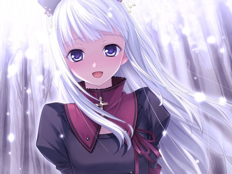 Anime Girl with White Hair — Serene, Digital Art