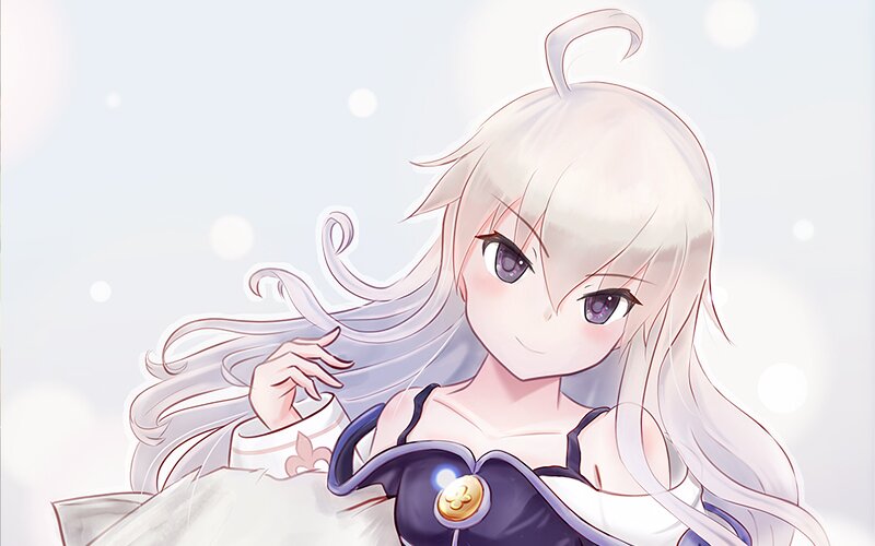 Anime Girl with White Hair — Serene, Long Hair, Purple Eyes
