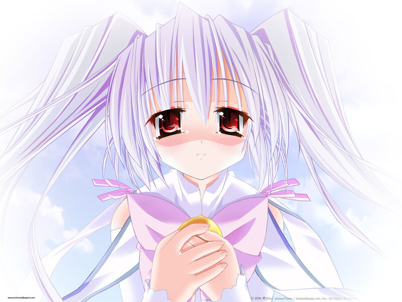 Anime Girl with White Hair — Serene, Red Eyes