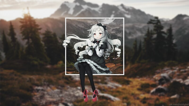 Anime Girl with White Hair — Serene, Sunset, Digital Art