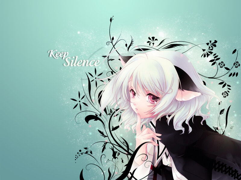 Anime Girl with White Hair — Teal, Serene, Digital Art