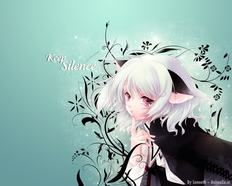 Anime Girl with White Hair — Teal, Serene