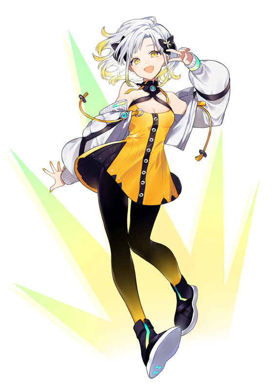 Anime Girl with White Hair — Yellow, Energetic, Yellow Top
