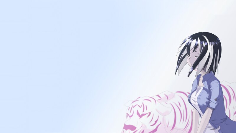 anime girl with white tiger