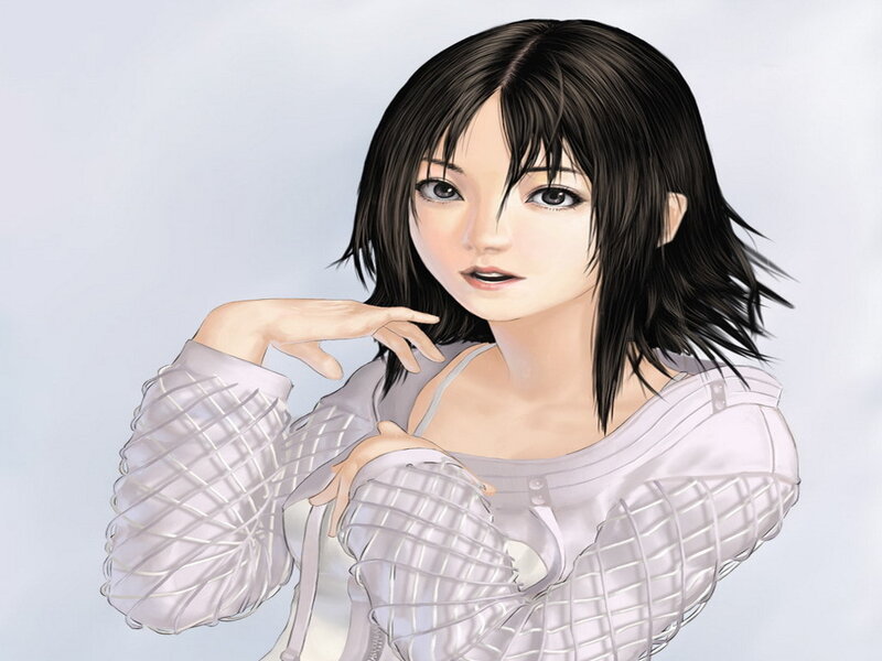 anime girl with white top