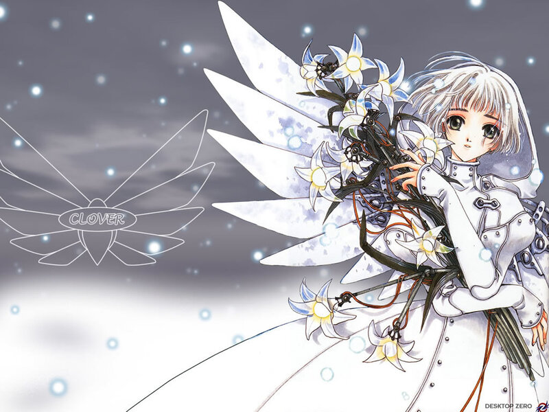 Anime girl with white wings