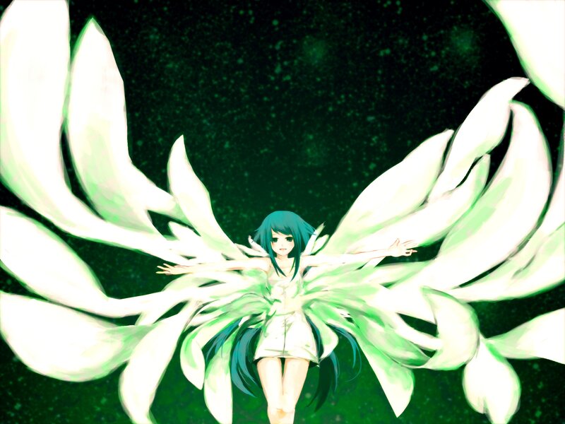 anime girl with white wings