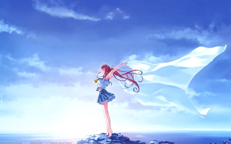 Anime girl with white wings