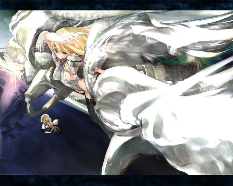 Anime girl with white wings