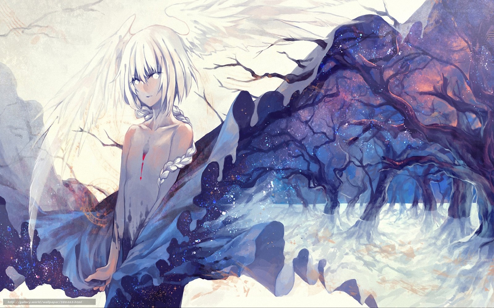 Anime girl with white wings