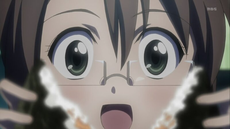 Anime Girl with Wide Eyes — Brown, Surprised, Glasses