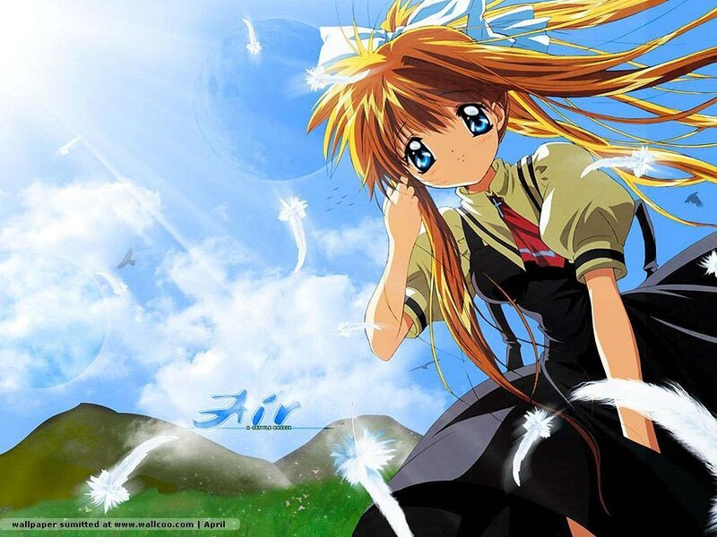 Anime girl with wind-blown hair