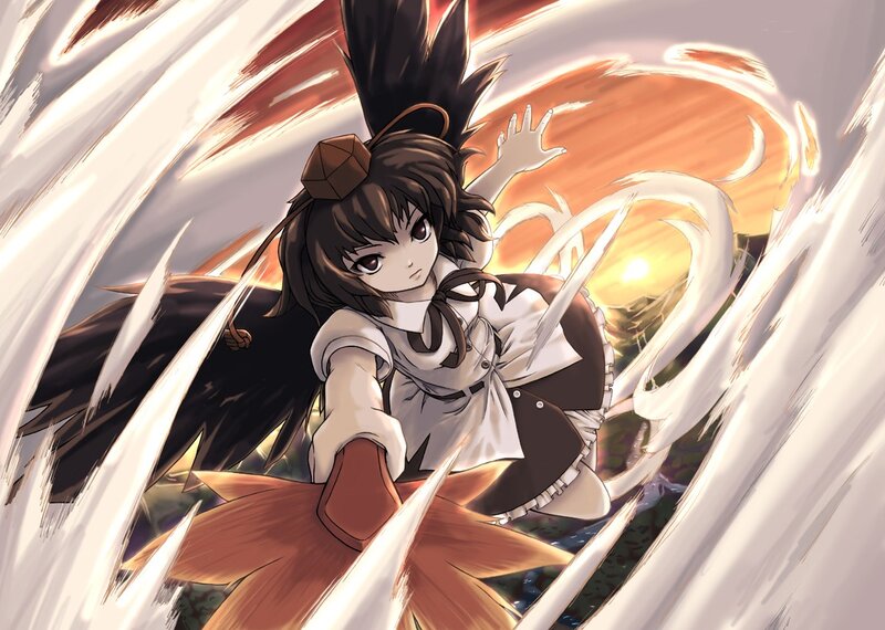 Anime girl with wind magic
