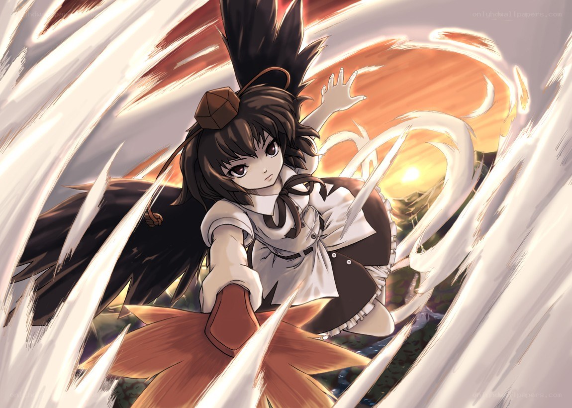 Anime girl with wind magic