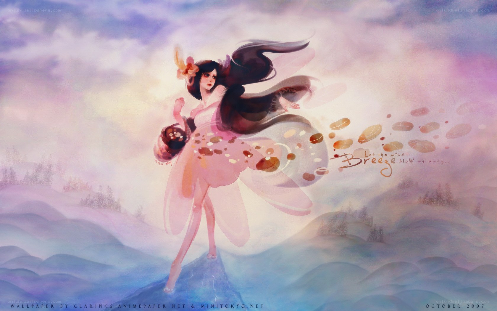 Anime girl with wind magic