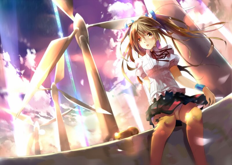 anime girl with wind turbines