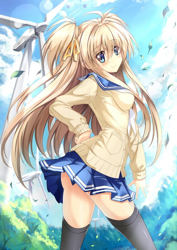 Anime girl with wind turbines