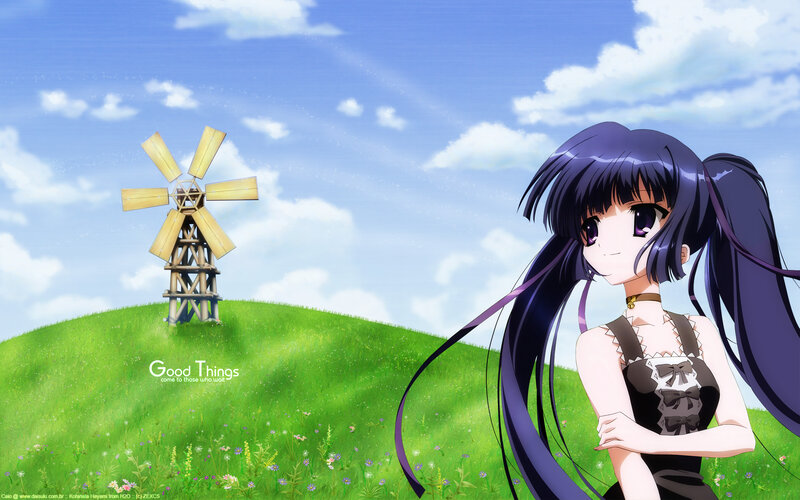 Anime Girl with Windmill — Green