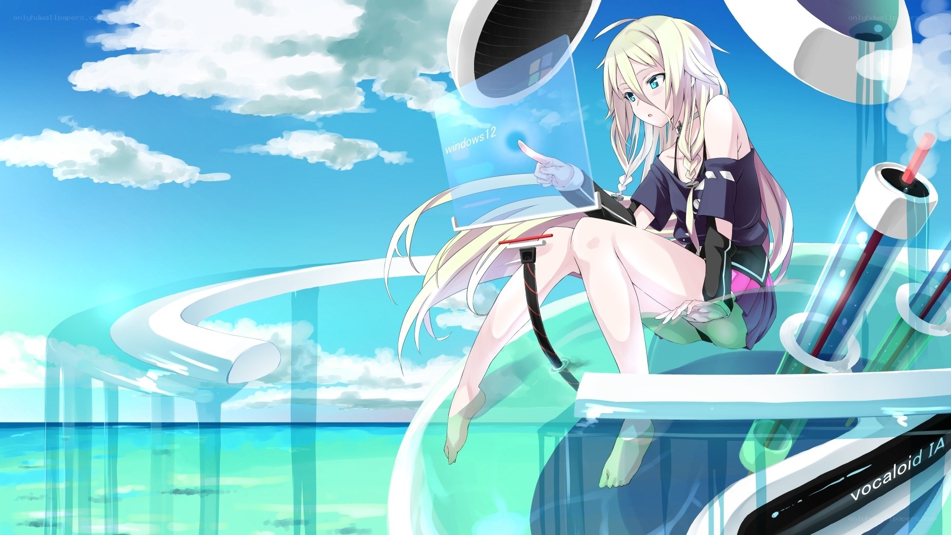 Anime girl with Windows 12