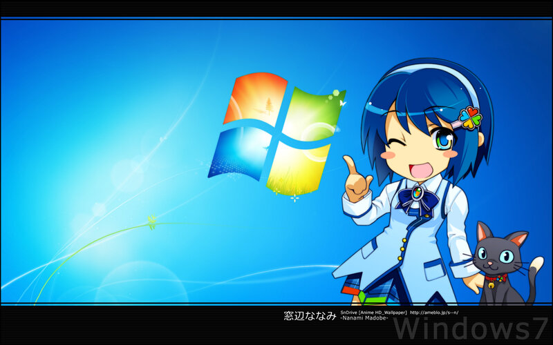 Anime girl with Windows 7 logo