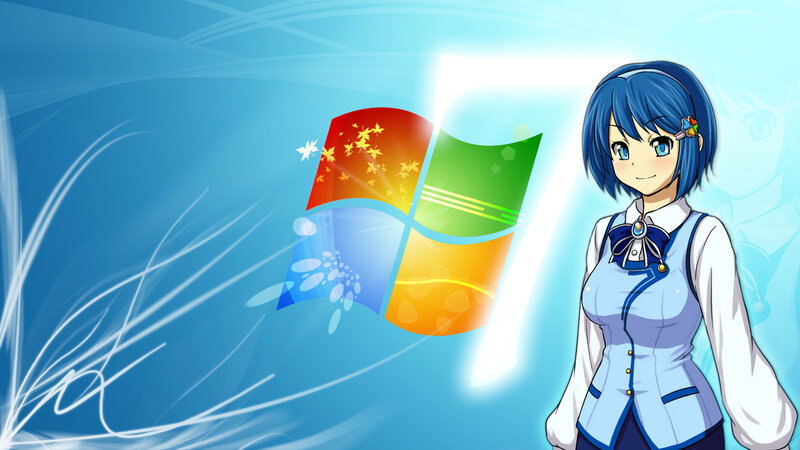 Anime girl with Windows 7 logo