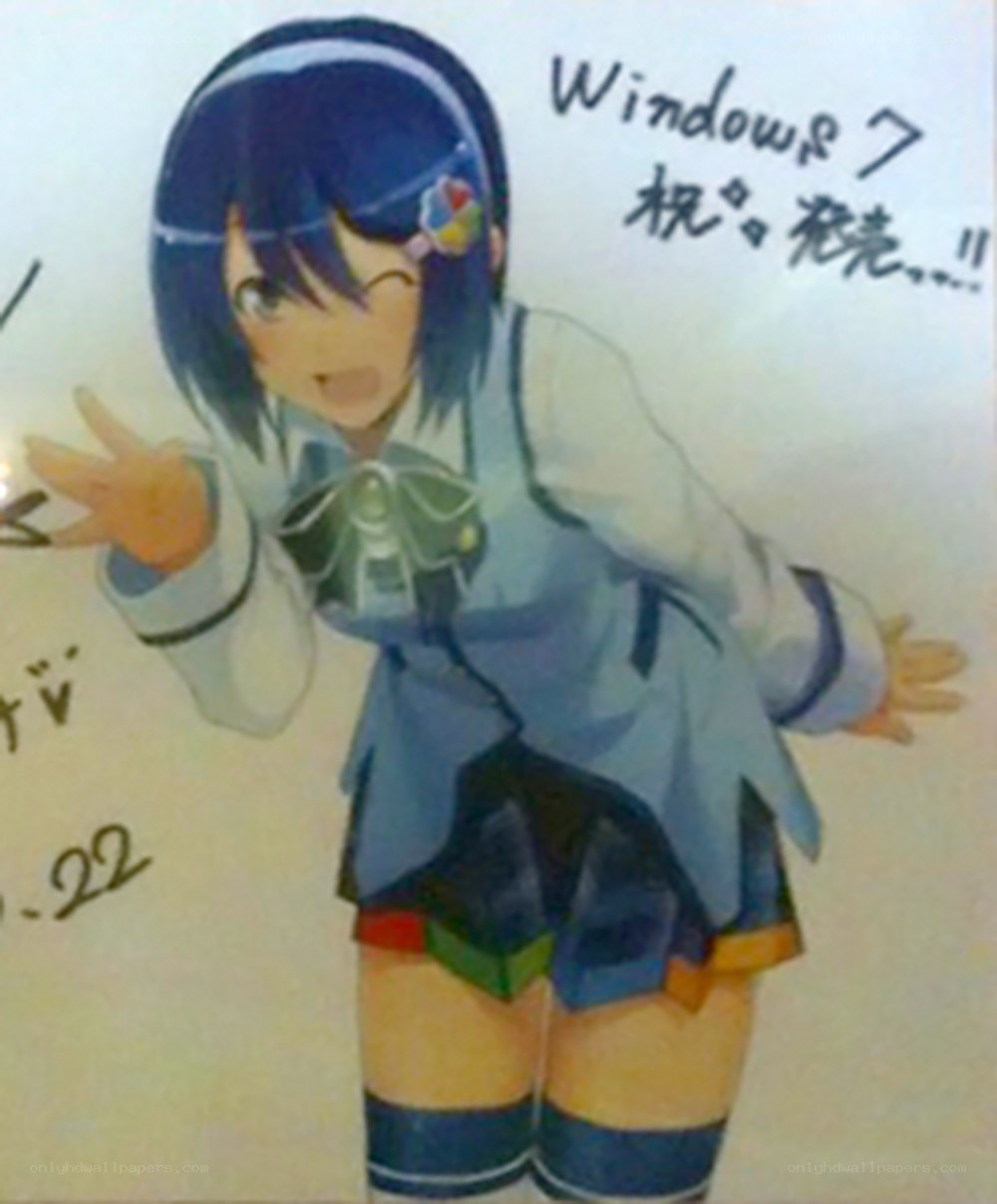 anime girl with Windows 7 text