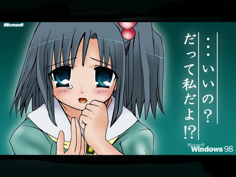 anime girl with Windows 98