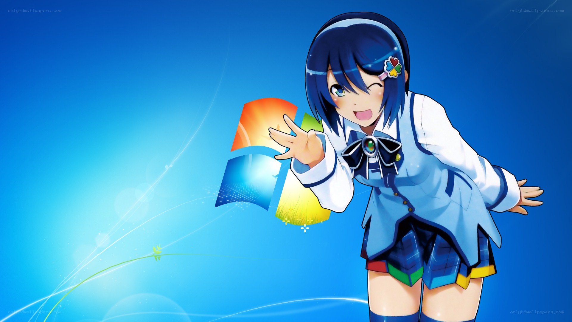 anime girl with windows logo