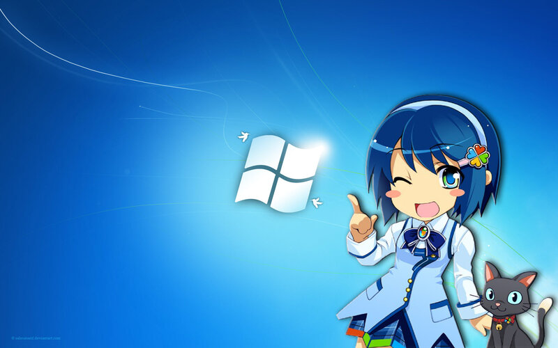 anime girl with Windows logo