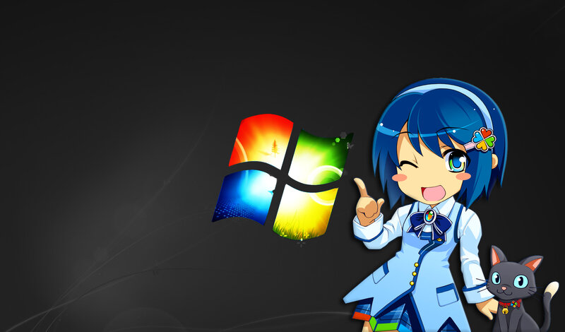 anime girl with Windows logo