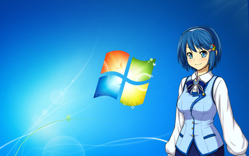 Anime girl with Windows logo