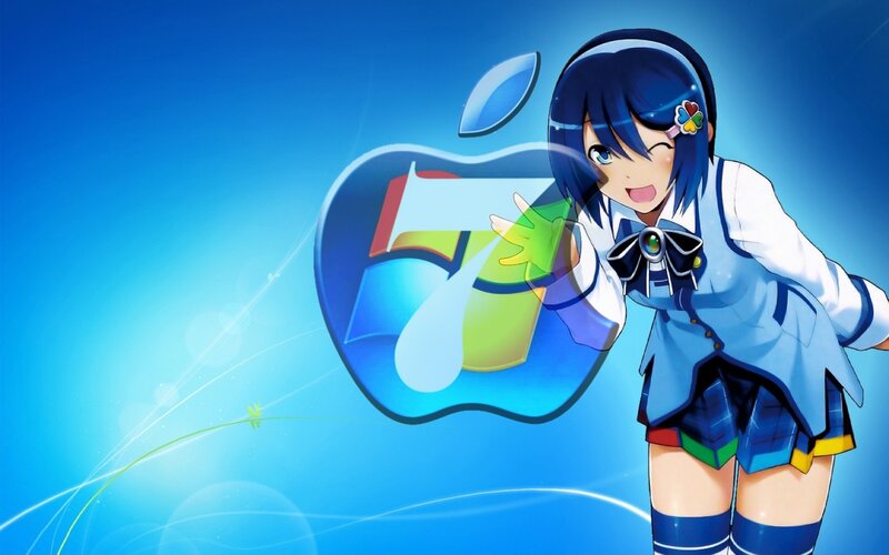 anime girl with windows logo