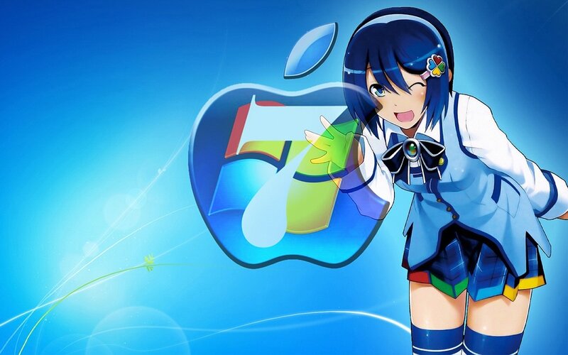 anime girl with windows logo