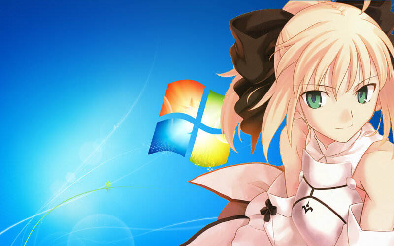 anime girl with Windows logo