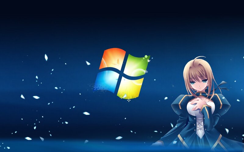 anime girl with windows logo