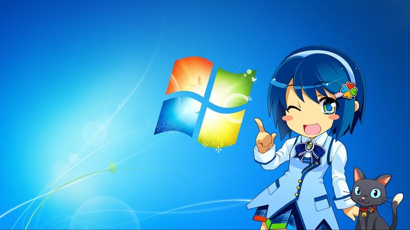anime girl with Windows logo
