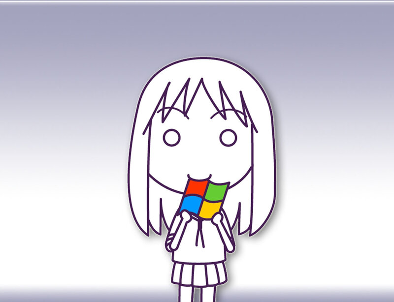anime girl with windows logo