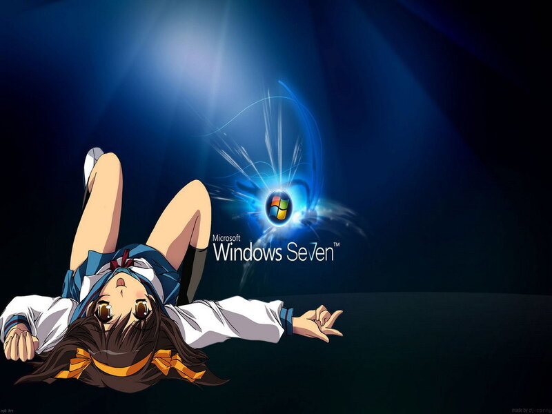 anime girl with windows seven logo