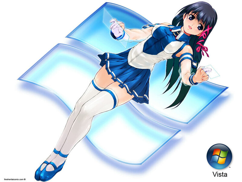 anime girl with windows vista logo