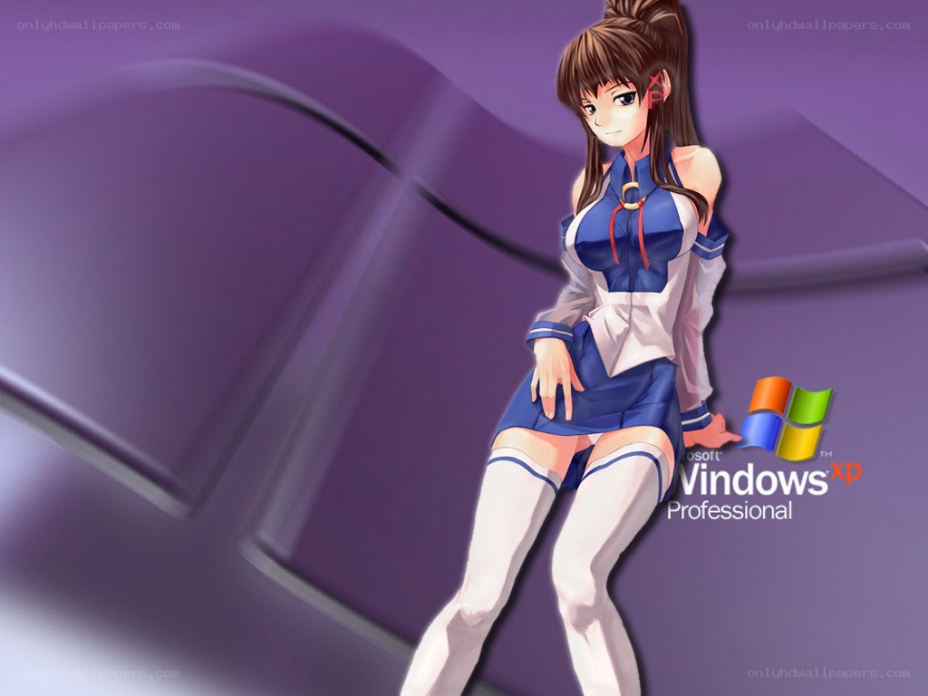 anime girl with windows xp
